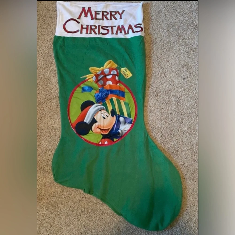 Green Christmas Stocking with Mickey Mouse Snuggie